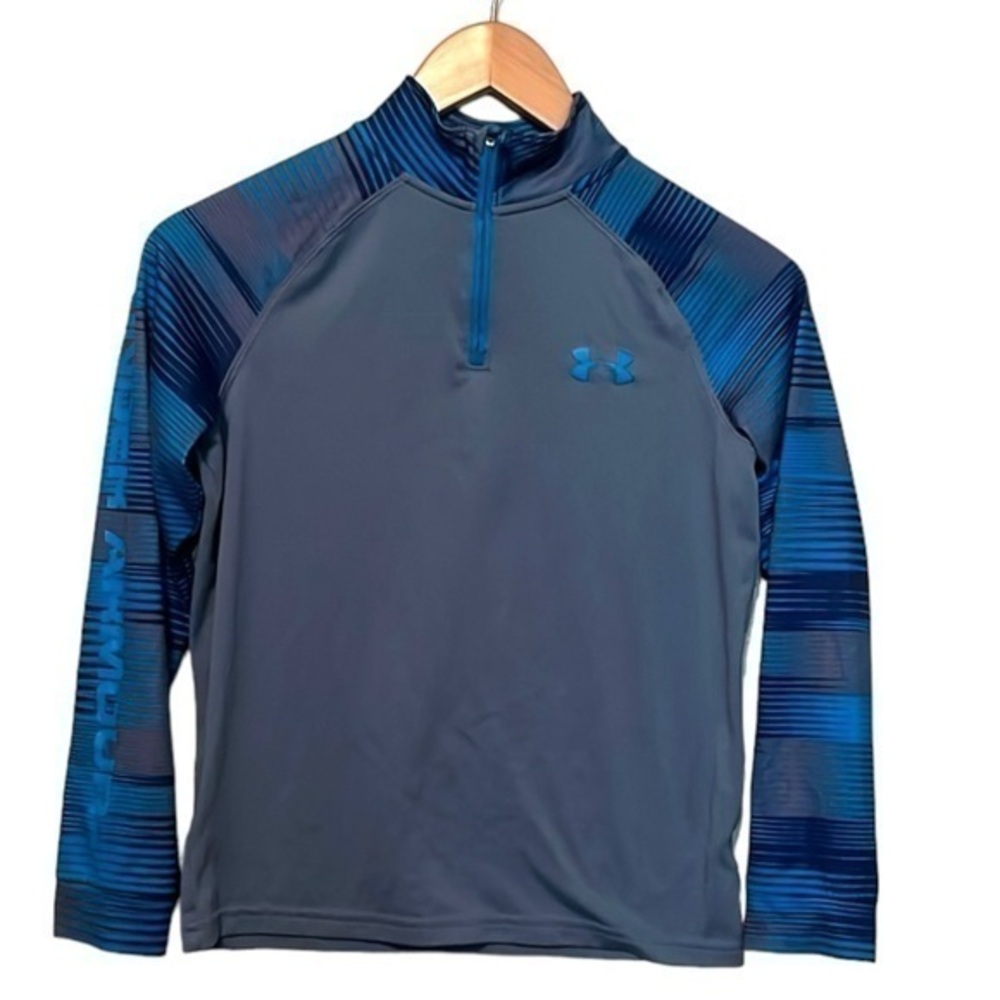 Under Armour long sleeve quarter zip blue/gray loose fit heat gear youth medium